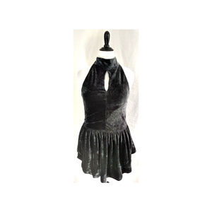 Tart Top Size L Charcoal Gray Velvet Velour Peplum